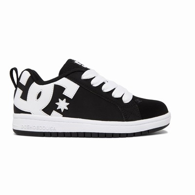 DC Court Graffik Kid's Black/White Sneakers Australia ACW-308